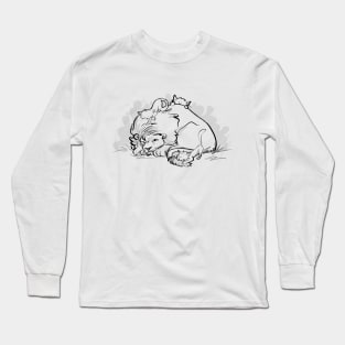 Napping lion with kittens Long Sleeve T-Shirt